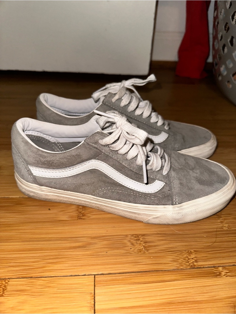 Vans Grey Suede Low-Top Skate Sneakers with White Stripe